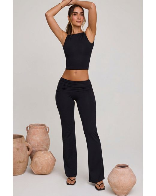 Oh Polly Black High Neck Open Back Crop Top