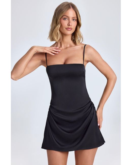 Oh Polly Black Draped A-Line Mini Dress