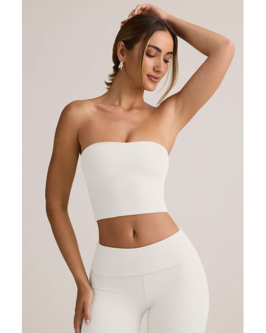 Oh Polly White Modal Strapless Crop Top