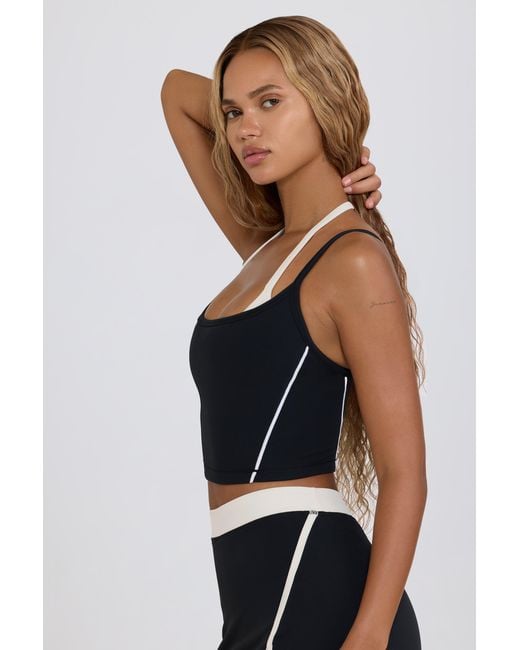 BO+TEE Black Soft Active Layered Cropped Tank Top