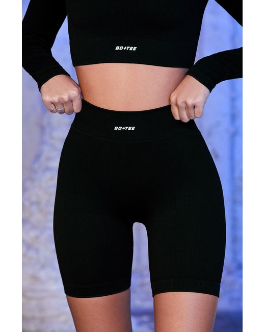 BO+TEE Black Ribbed Biker Shorts