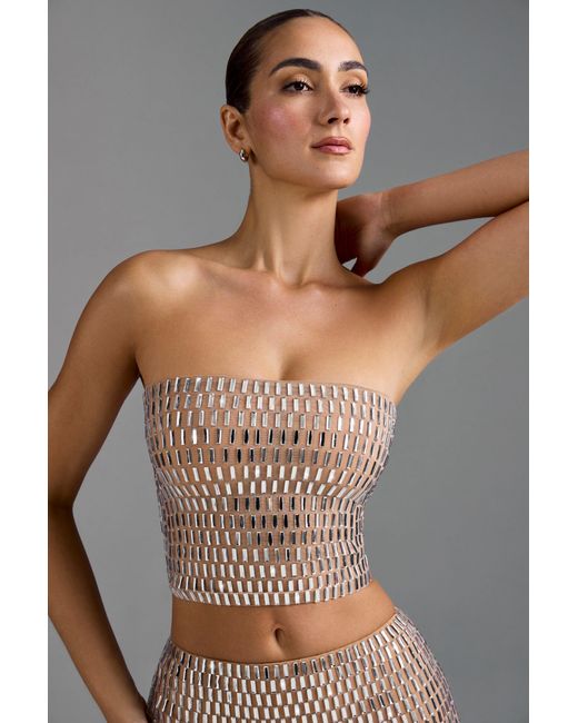Oh Polly Natural Embellished Bandeau Top