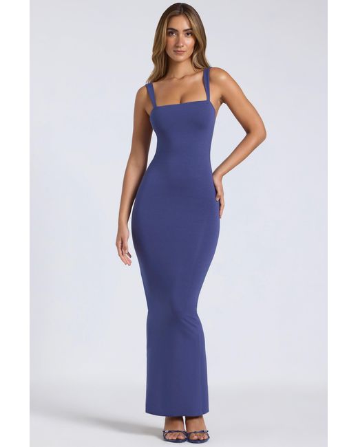 Oh Polly Blue Modal Square-Neck Low Back Maxi Dress