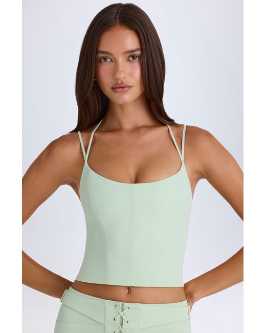 Oh Polly Green Strappy Halterneck Corset Top