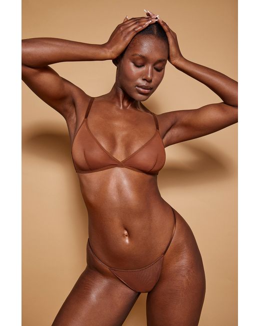 Oh Polly Brown Soft Mesh Single Layer Triangle Bra
