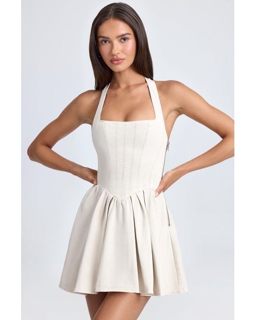 Oh Polly White Halterneck Corset Micro Mini Dress