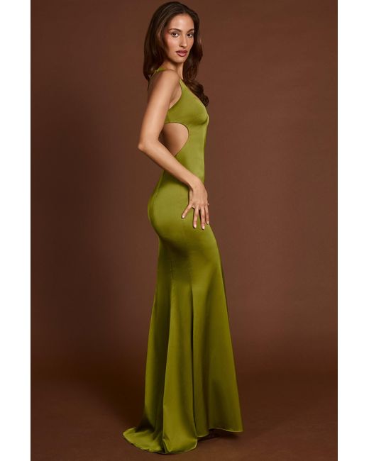 Oh Polly Green Scoop-Neck Lace-Up Back Maxi Dress