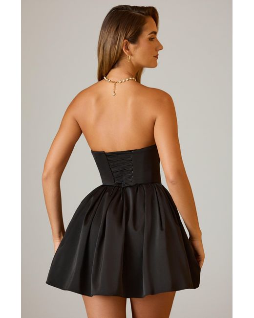 Oh Polly Black Cowl-Neck Corset Mini Dress