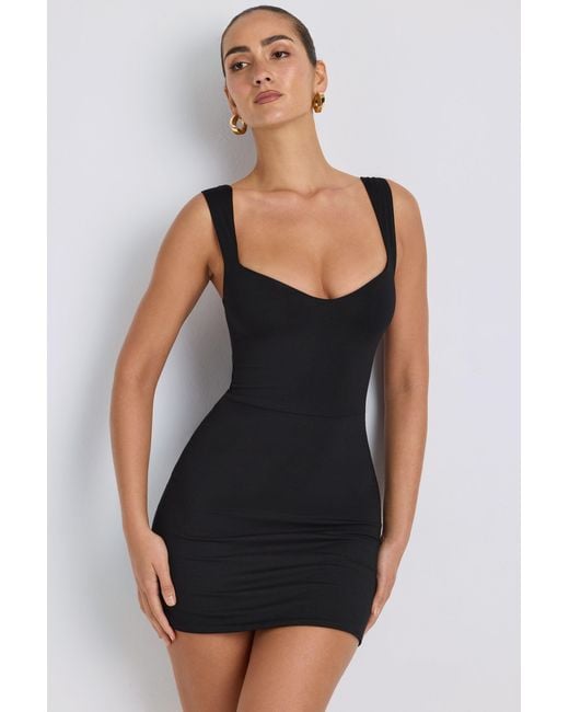 Oh Polly Black Modal Sweetheart Neckline Bodycon Mini Dress