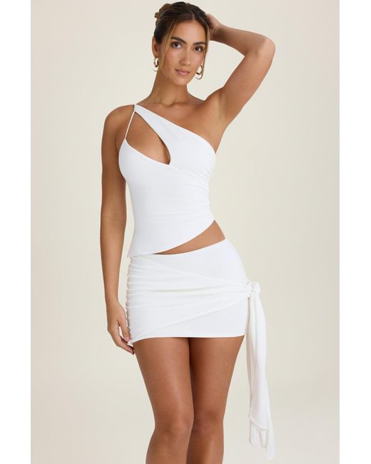 Oh Polly White Draped Mid-Rise Mini Skirt
