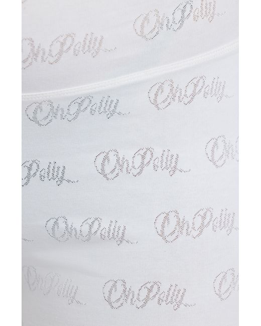 Oh Polly White Mid Rise Straight Leg Pointelle Trousers