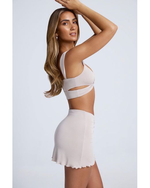 Oh Polly Gray Hardware Detail Cut-Out Crop Top