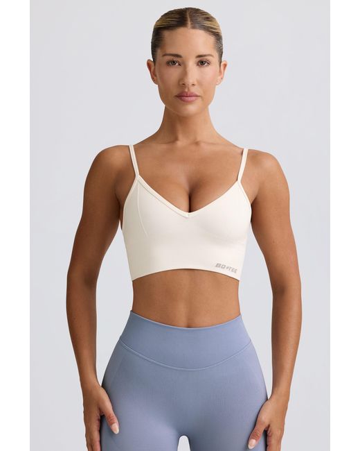 BO+TEE White Define Luxe V-Neck Sports Bra