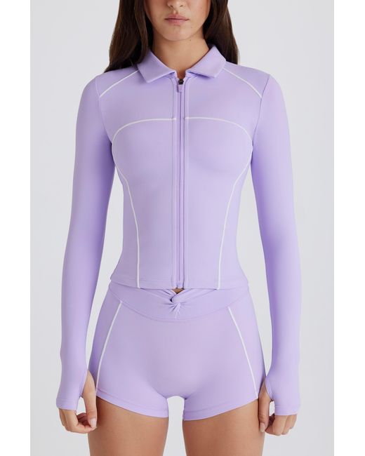 BO+TEE Purple Soft Active Contrast Zip-Up Jacket