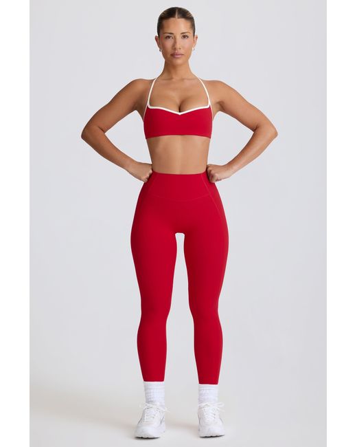 BO+TEE Red Soft Active Mid-Rise Leggings