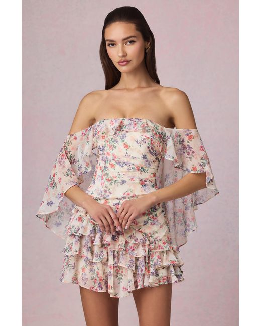 Oh Polly Multicolor Off-Shoulder Ruffled Mini Dress