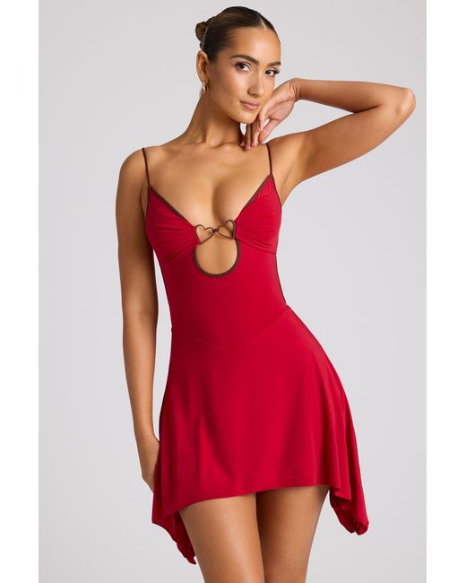 Oh Polly Red Contrast Binding Mini Dress
