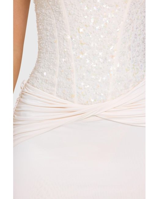 Oh Polly White Embellished Corset Mini Dress