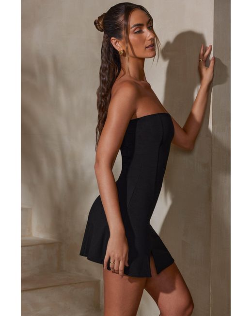 Oh Polly Black Bandeau Neckline Mini Dress