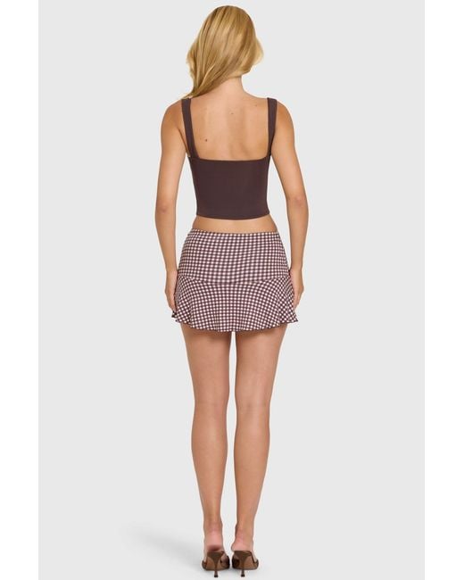 Oh Polly Brown Modal Lace-Trim Mini Dress