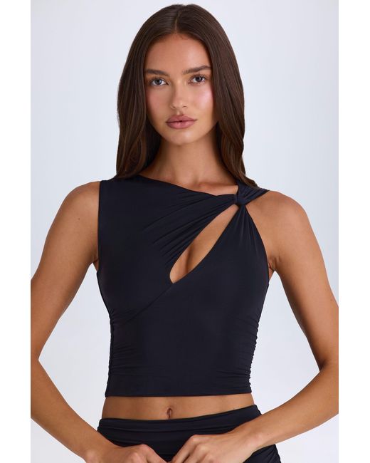 Oh Polly Black Twisted Cut-Out Tank Top