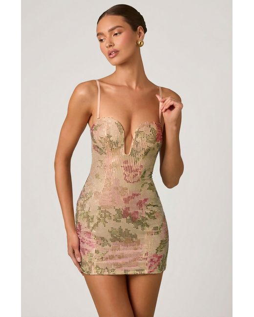 Oh Polly Pink Embellished Sweetheart-Neck A-Line Mini Dress