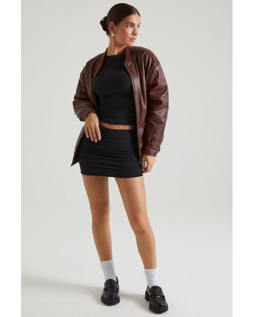 Oh Polly Brown Faux Leather Jacket