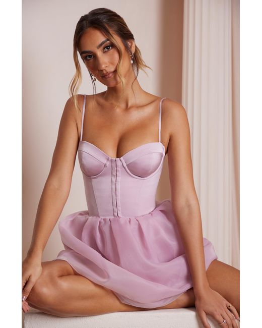 Oh Polly Pink Tulle Skirt Corset Mini Dress