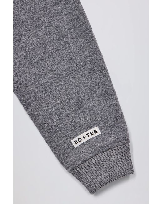 BO+TEE Gray Terry Cotton Zip-Up Cropped Hoodie
