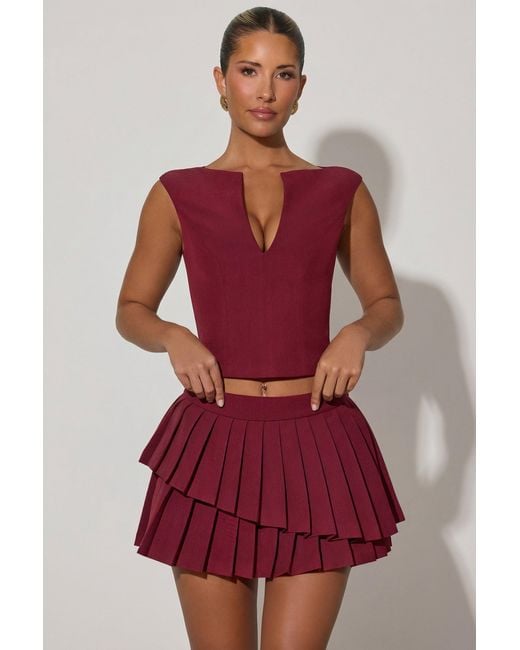 Oh Polly Layered Pleated Low-Rise Mini Skirt