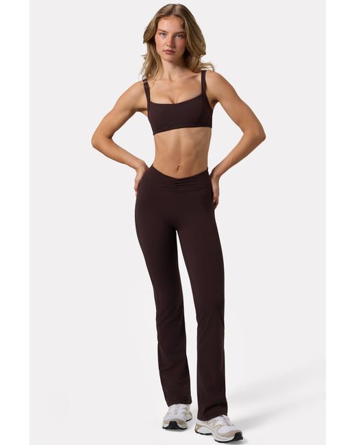 BO+TEE Brown Soft Active Ruched Flared Trousers