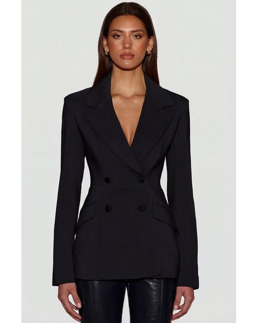 Oh Polly Black Structured Double-Breasted Blazer