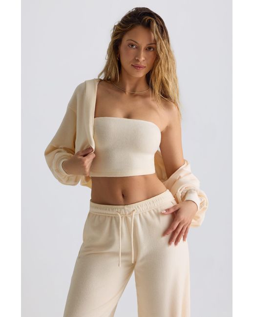 BO+TEE White Brushed Jersey Hooded Cropped Shrug