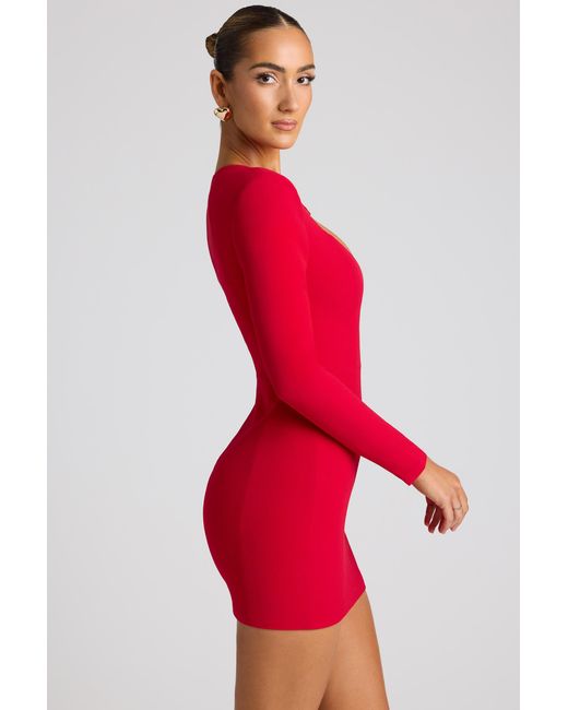 Oh Polly Red Heart Cut Out Long Sleeve Mini Dress