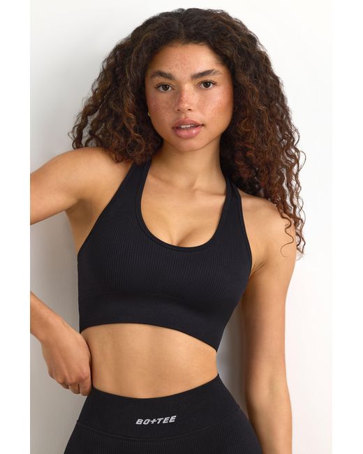 BO+TEE Black Flexirib Racerback Sports Bra