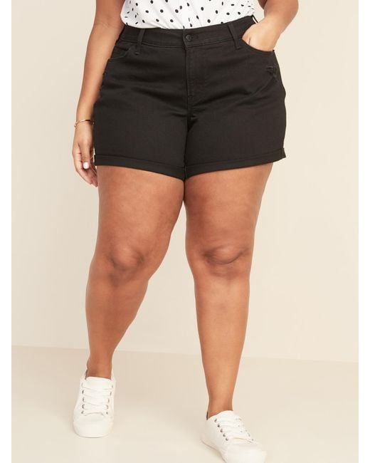 plus size black denim shorts