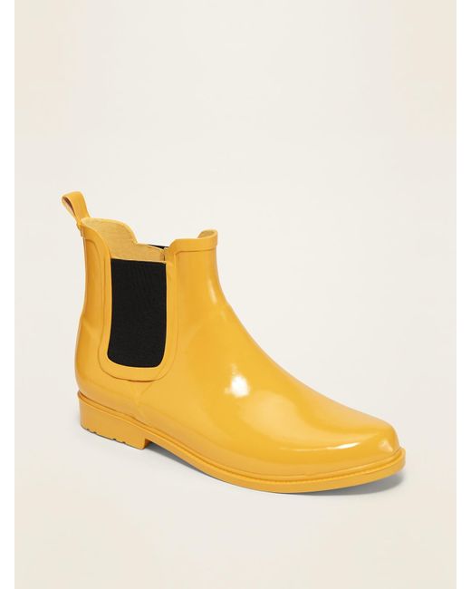 yellow ankle rain boots