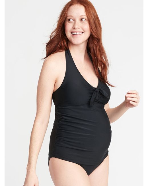 black halter tankini swim top