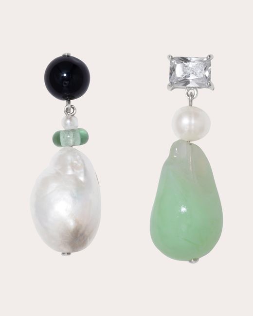 Completedworks Green Peat Mismatched Drop Earrings