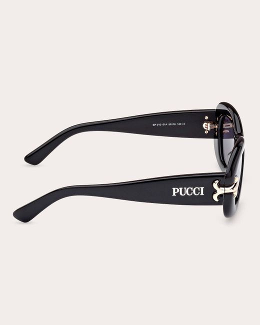 Emilio Pucci Blue Fishtail Logo Oval Sunglasses