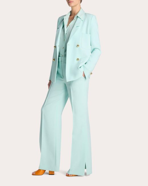 St. John Blue Stretch Cady Pleated Trousers