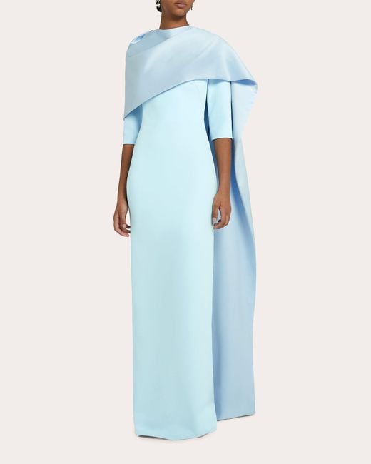 Safiyaa Blue Cosette Cape Gown