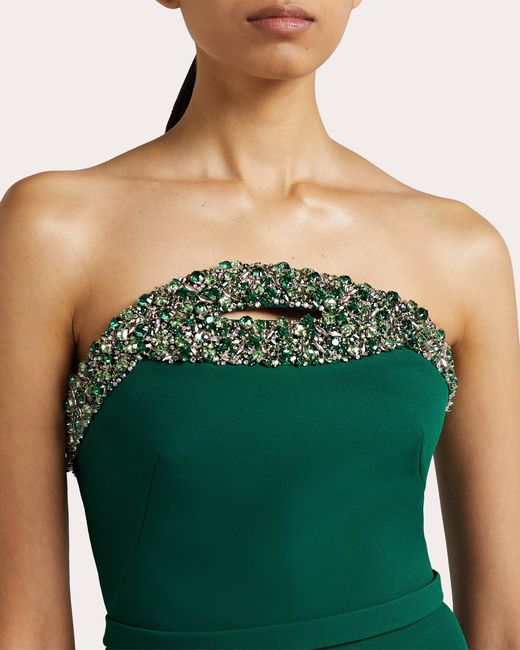 Safiyaa Green Donatella Strapless Fishtail Gown