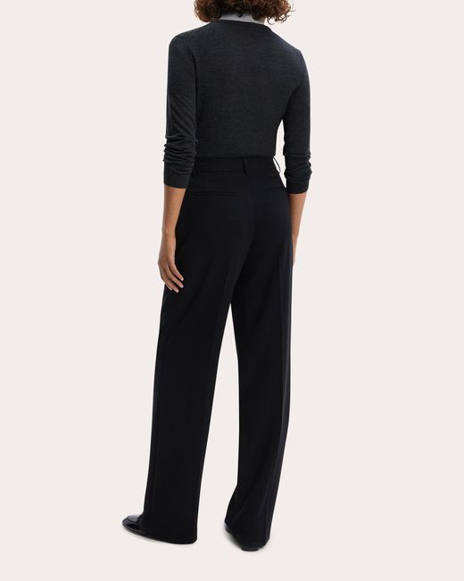 Theory Black Straight-Leg Crepe Pants