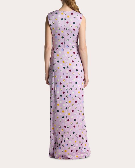 St. John Pink Polka Dot Twist Maxi Dress