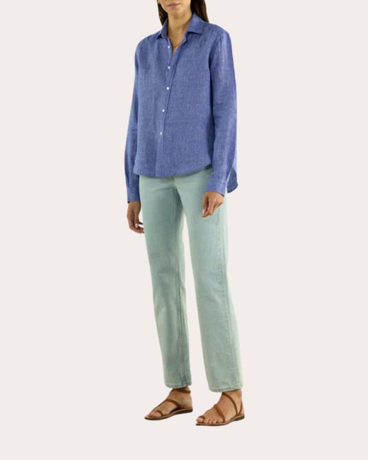 With Nothing Underneath Blue The Classic Linen Button-Up Shirt