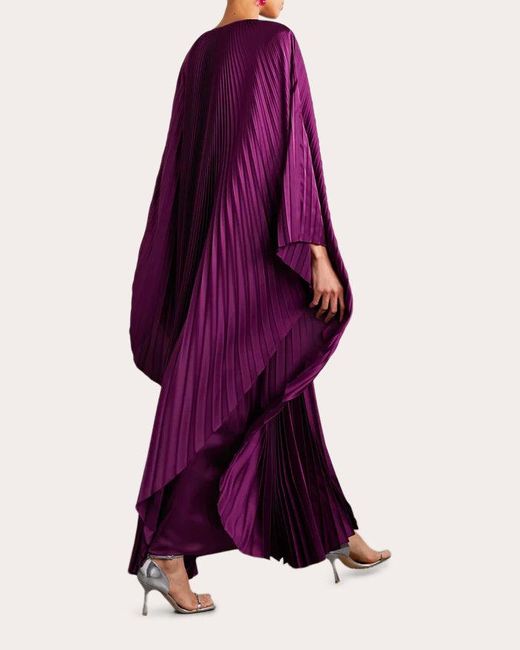 SemSem Purple Crystal Plissé Satin Gown