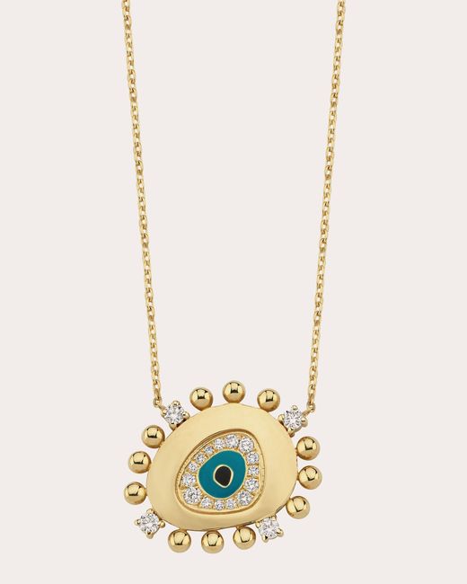 Charms Company White Diamond Evil Eye Pendant Necklace