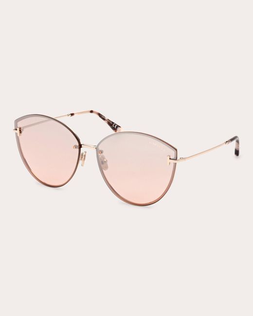Tom Ford Pink Rose Tone Evangeline Cat-eye Sunglasses