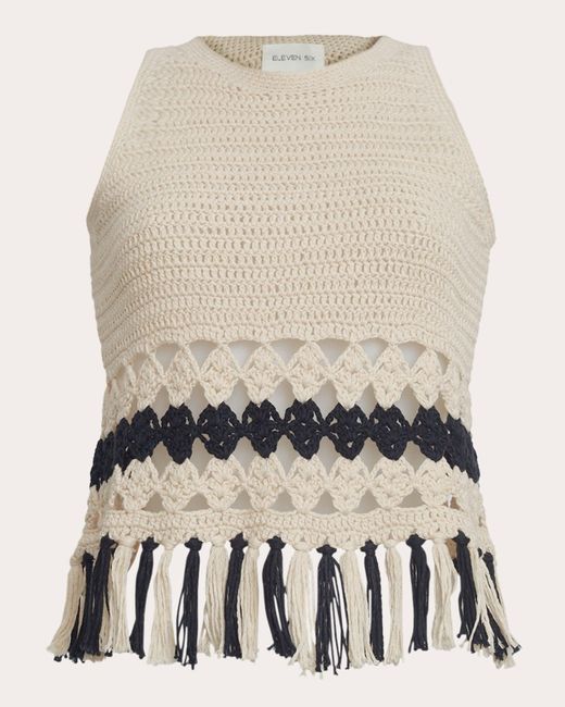 Eleven Six Natural Marie Crocheted Fringe Tank Top